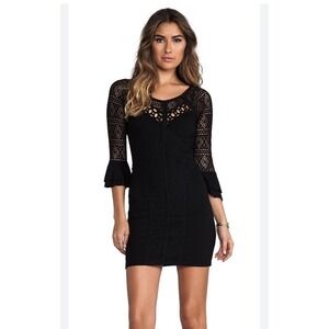 Free People City Girl Mini Dress Womens Small Black Whimsigoth Sexy Party Lace